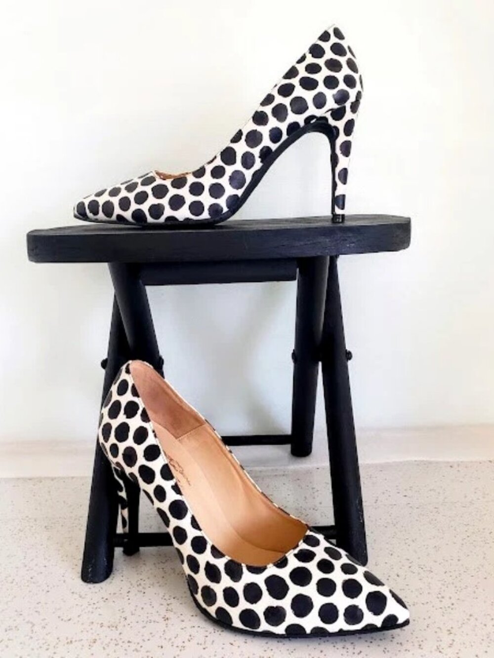 Brenda Zaro Polka Dot Pumps Black White Women's Size 37 US 6.5